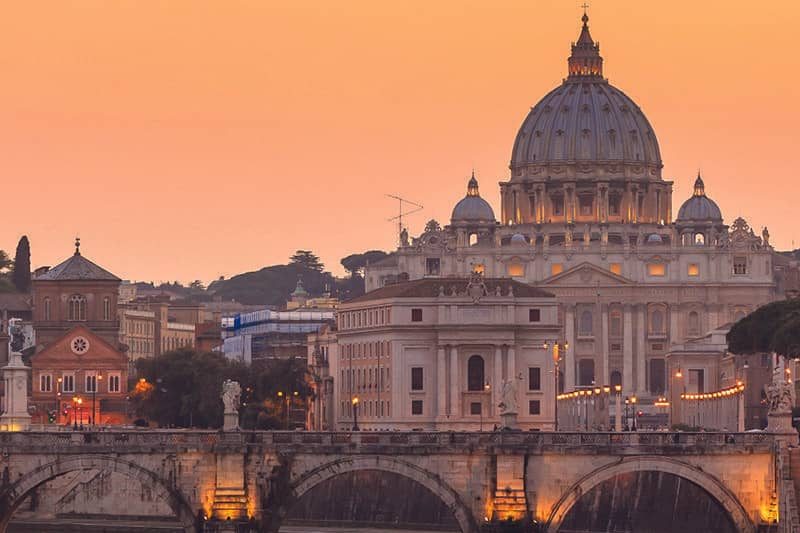 St Peter's and the Tiber at sunset